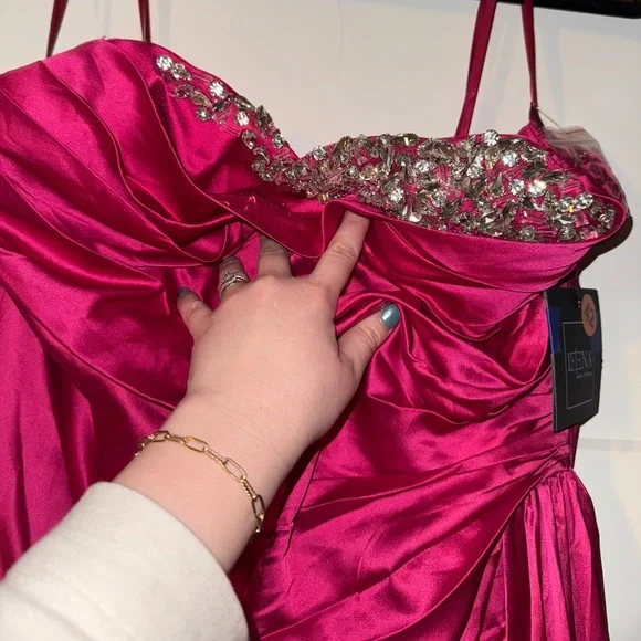 New | MAC DUGGAL
Pink Strapless Embellished Sweetheart
Neckline Satin 2211 ~ 14 - Picture 4 of 11